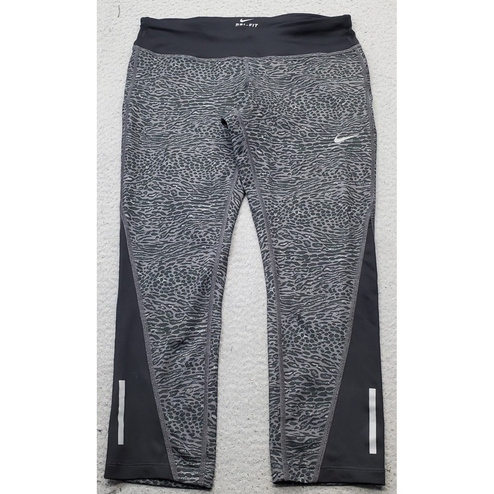 Nike Dri-Fit Leggings Womens Medium Multi Leopard Print Moisture-Wicking Stretch